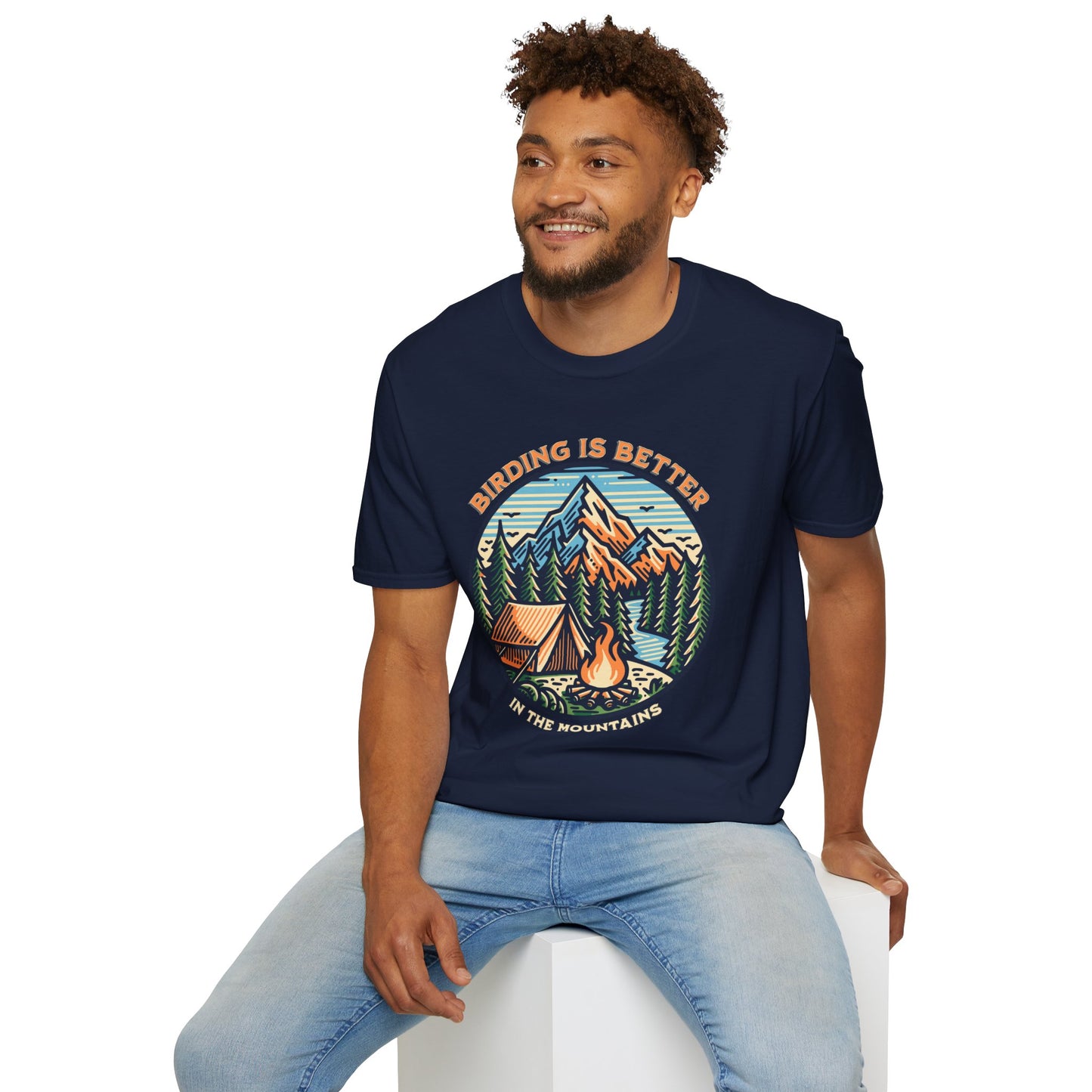 Birding in The Mountains Unisex Softstyle T-Shirt - Nature Lover's Gift