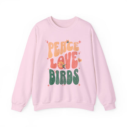 Peace Love Birds Crewneck Sweatshirt - Unisex Cozy Fashion for Nature Lovers