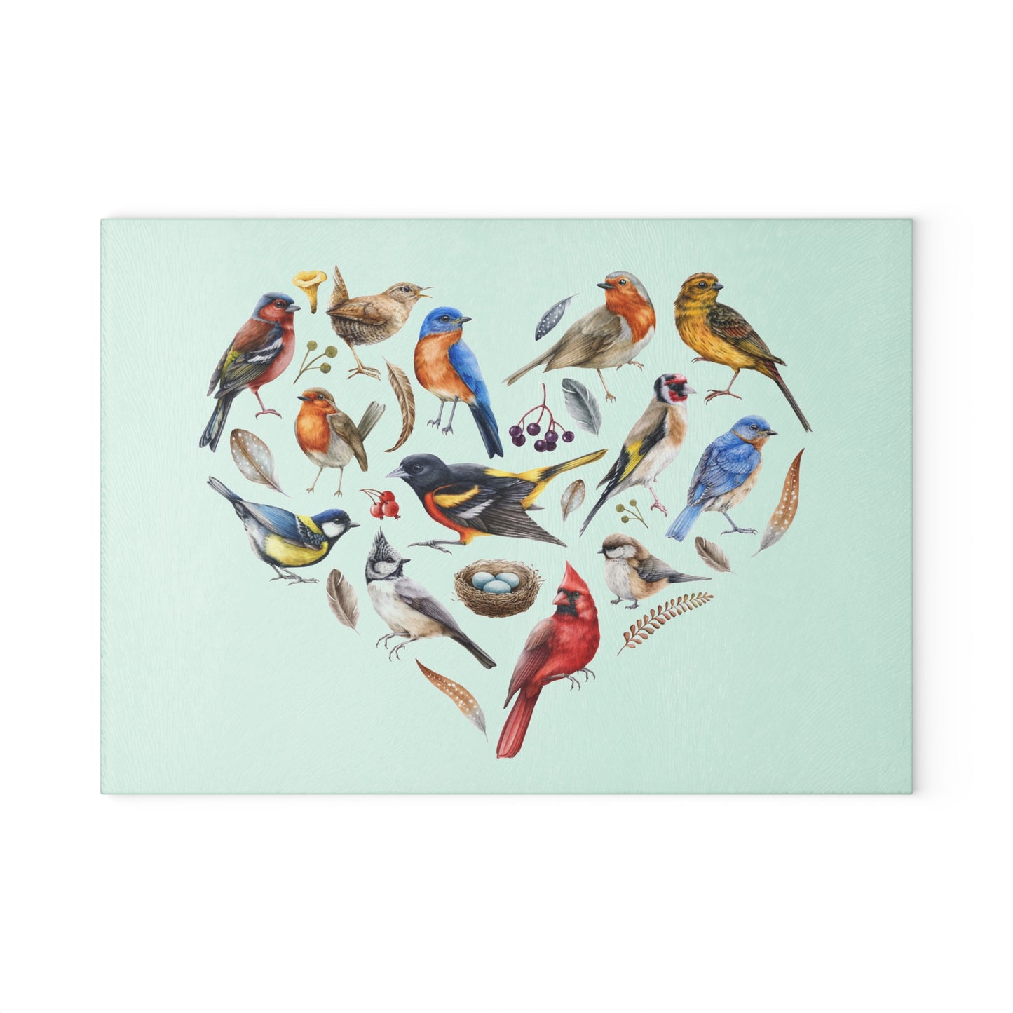 Bird Heart Glass Cutting Board