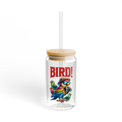 The Nerdy Birder Cool Bird 16oz Sipper Glass With Bamboo Lid