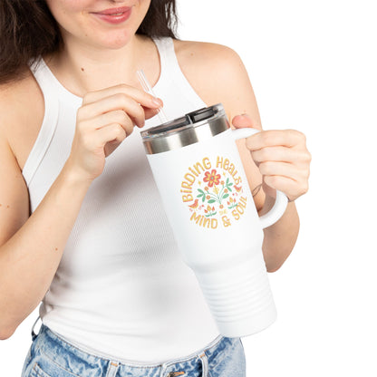 The Nerdy Birder Birding Heals  Insulated Travel Mug, 40oz