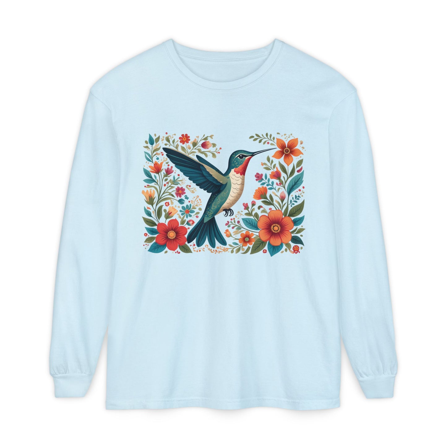 Hummingbird In Bloom Long Sleeve T-Shirt