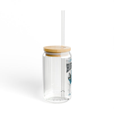 The Nerdy Birder Birding In Texas 16oz Sipper Glass With Bamboo Lid