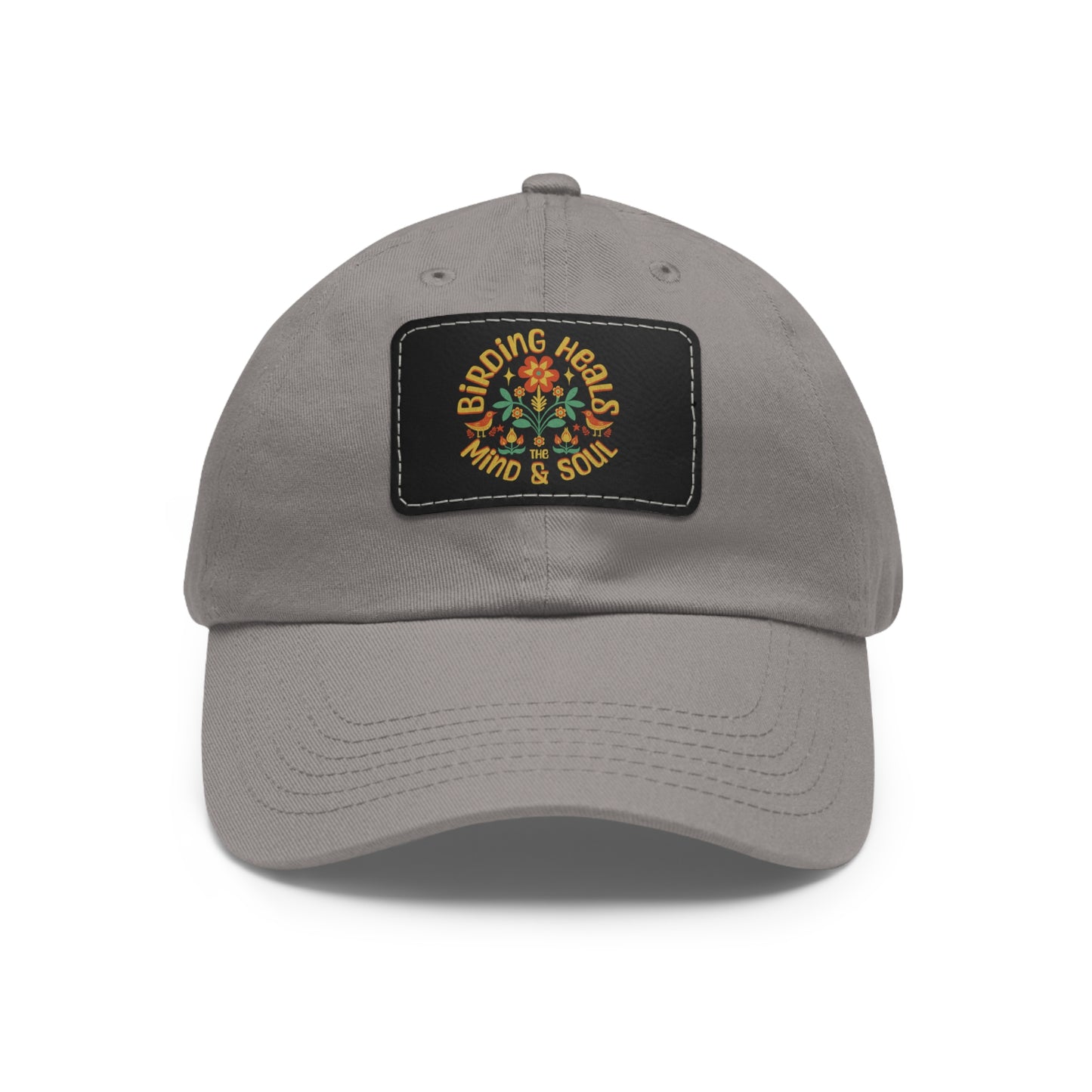 The Nerdy Birder Birding Heals with Leather Patch for Inspired by childhood memories of playful glamour, Stylish Outdoor Cap, Gift for Bird Watching Enthusiasts, Casual Fashion Accessory