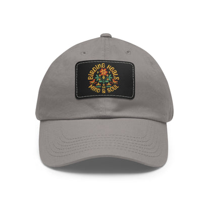 The Nerdy Birder Birding Heals with Leather Patch for Inspired by childhood memories of playful glamour, Stylish Outdoor Cap, Gift for Bird Watching Enthusiasts, Casual Fashion Accessory