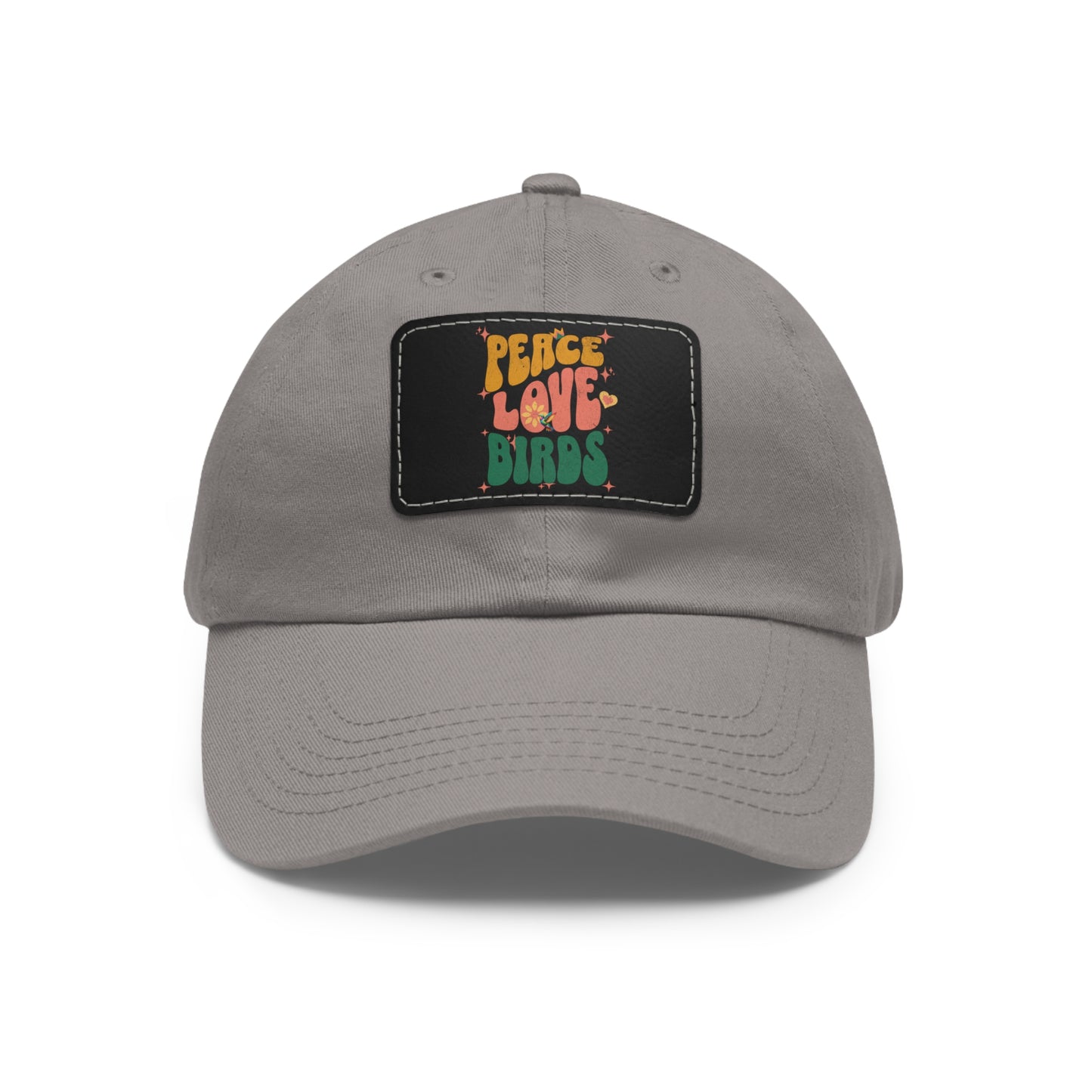 Peace Love Birds  Hat with Leather Patch, Casual Cap for Bird Lovers