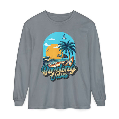 Birding Vibes Comfort Long Sleeve T-Shirt for Beach Lovers