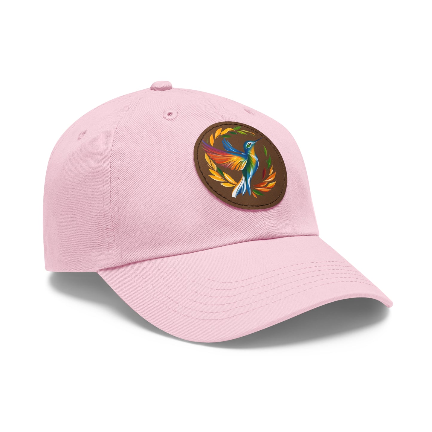 Hummingbird Rainbow Hat Leather Patch Cap