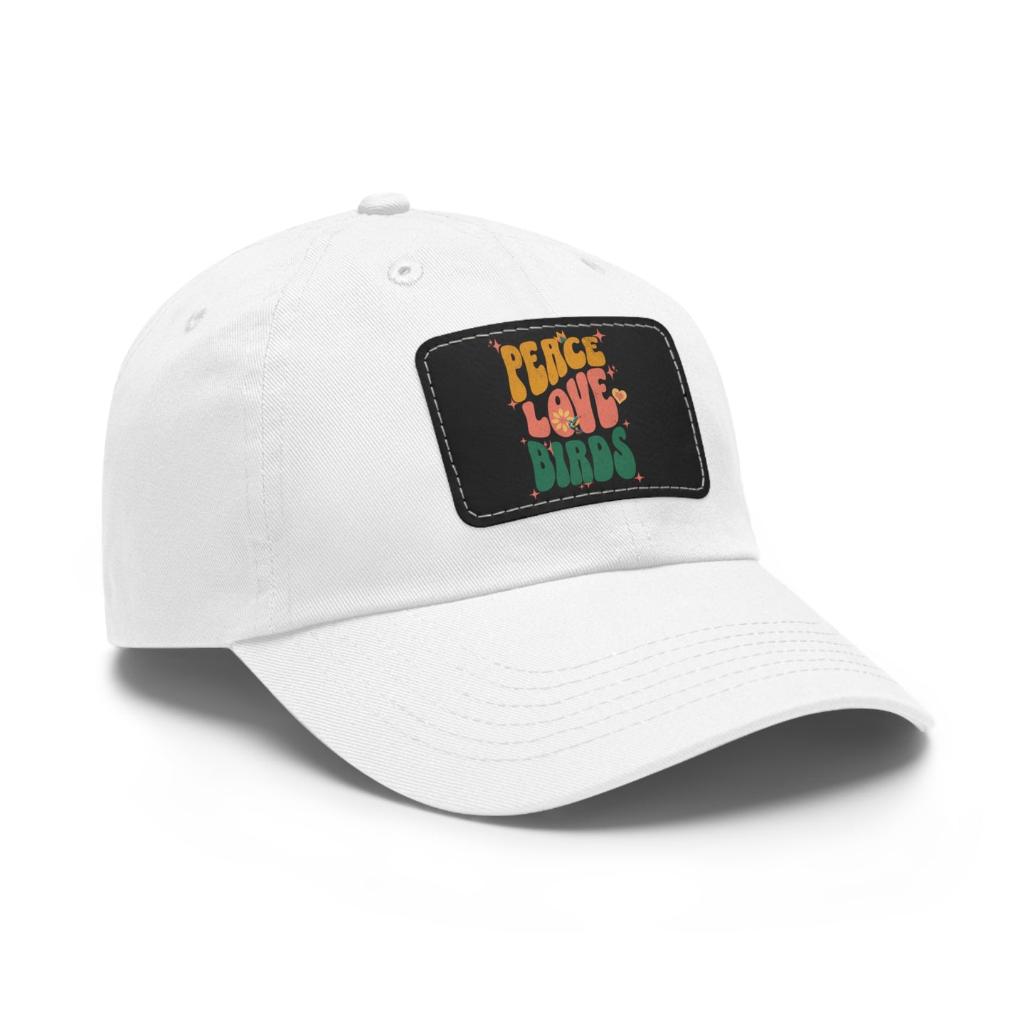 Peace Love Birds  Hat with Leather Patch, Casual Cap for Bird Lovers