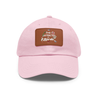 The Nerdy Birder Easily Distracted By Birds Dad Hat with Leather Patch, Casual Cap for Bird Lovers, Unisex
