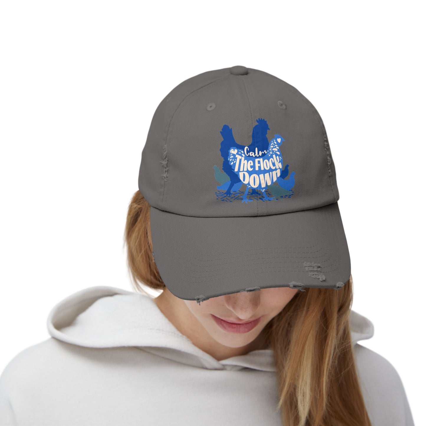 The Nerdy Birder Calm The Flock Down Vintage Style Hat - Unisex Distressed Cap