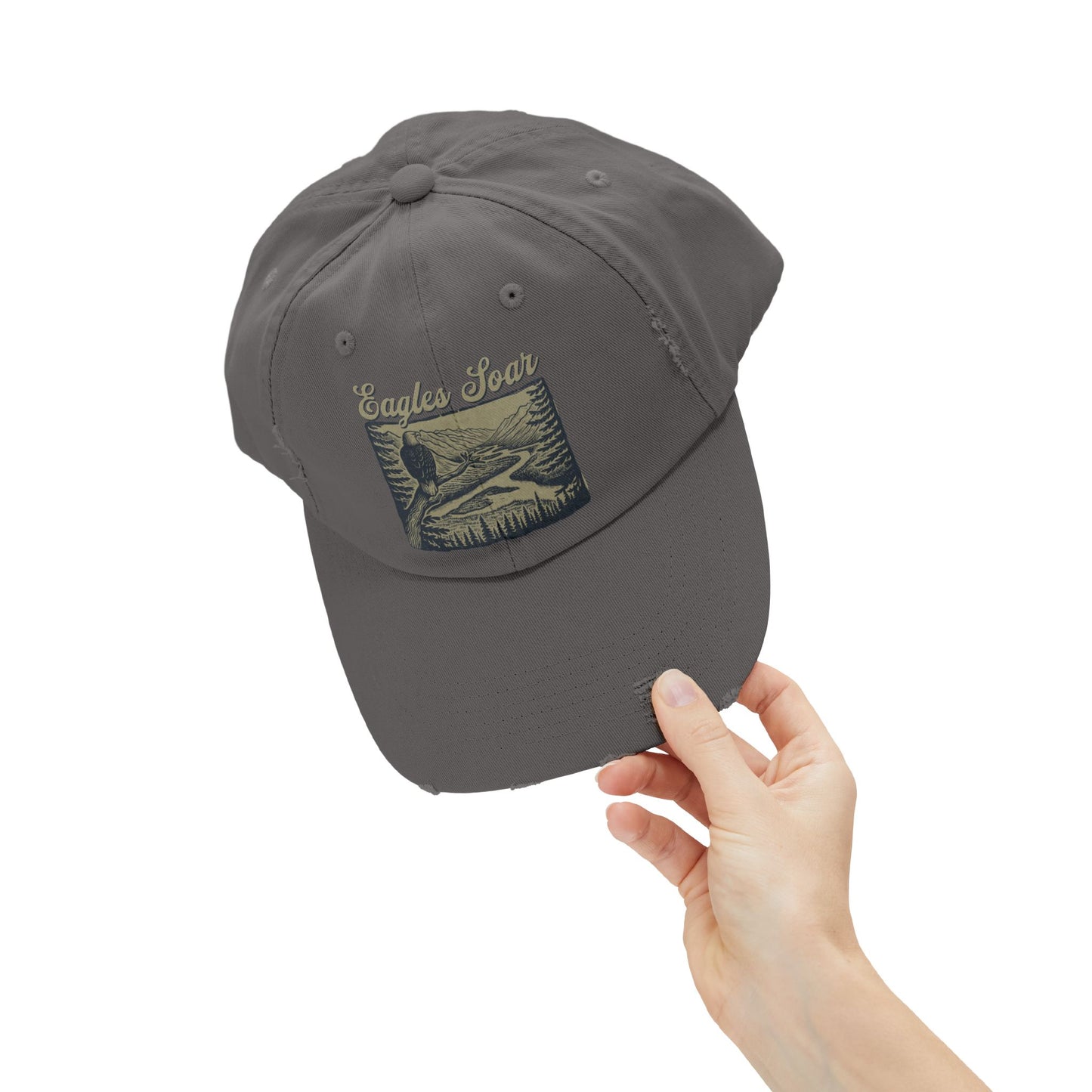 Eagles Soar Distressed Cap, Casual Hat for Bird Lovers, Unique Gift for Nature Enthusiasts, Trendy Apparel for Outdoor Adventures