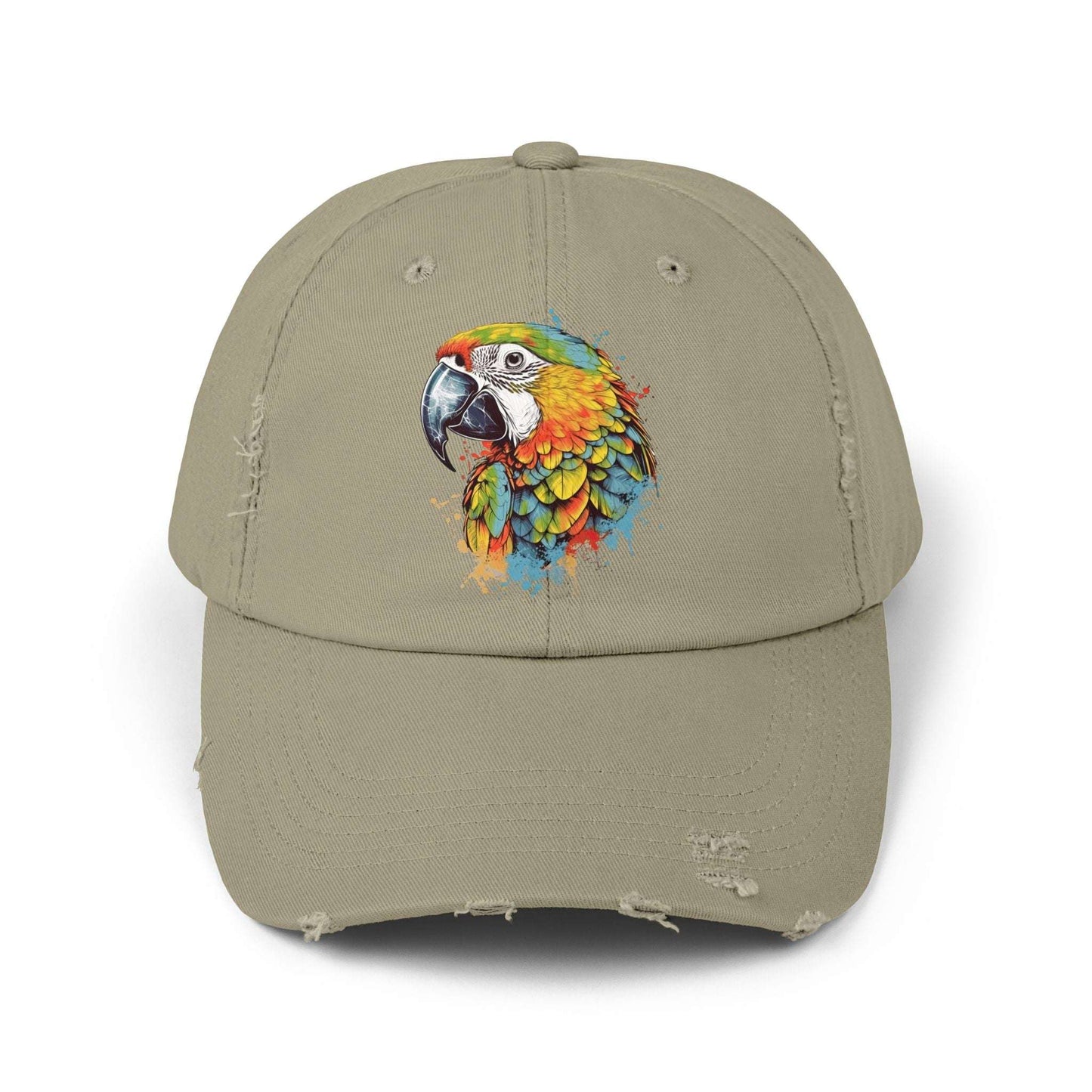The Nerdy Birder Colorful Parrot Vintage Style Hat - Unisex Distressed Cap