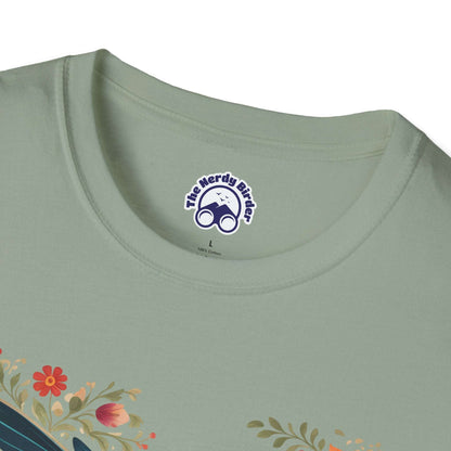 The Nerdy Birder Hummingbird in Bloom – Artistic Nature Unisex Softstyle T-Shirt