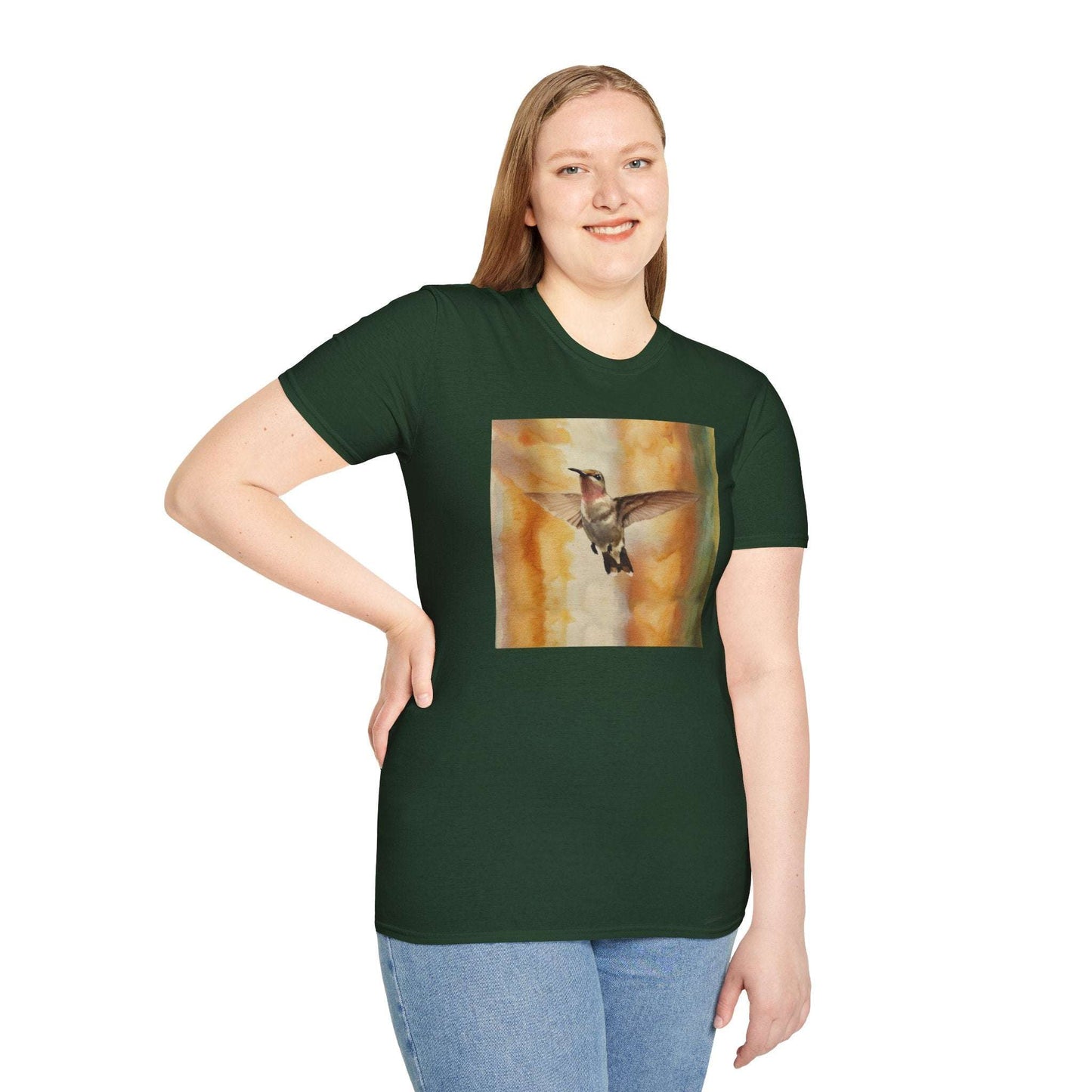 Hummingbird Watercolor T-Shirt, Nature Lover Gift, Birdwatching Shirt