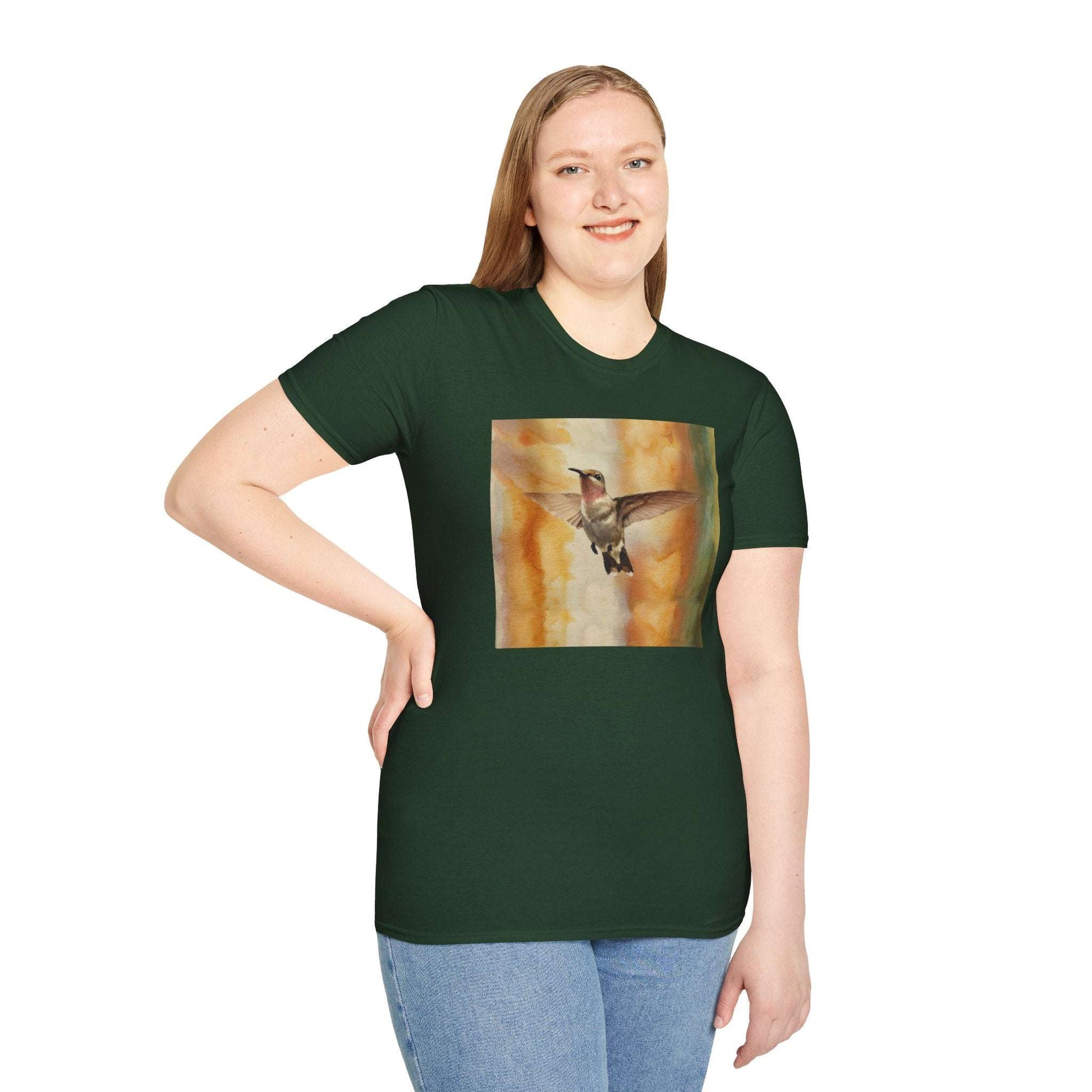 Hummingbird Watercolor T-Shirt, Nature Lover Gift, Birdwatching Shirt