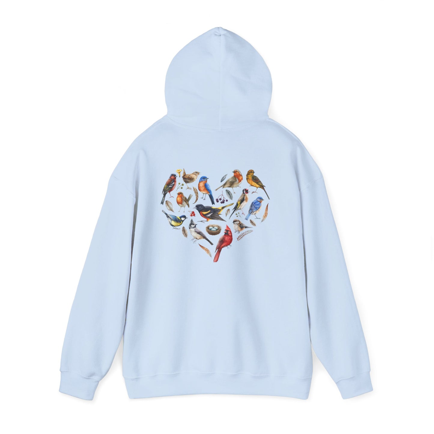 Bird Heart Unisex Hoodie Back Design - Cozy Sweatshirt for Nature Lovers