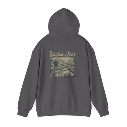The Nerdy Birder - Eagle Soars Back Design Unisex Hoodie - Cozy Sweatshirt for Nature Lovers