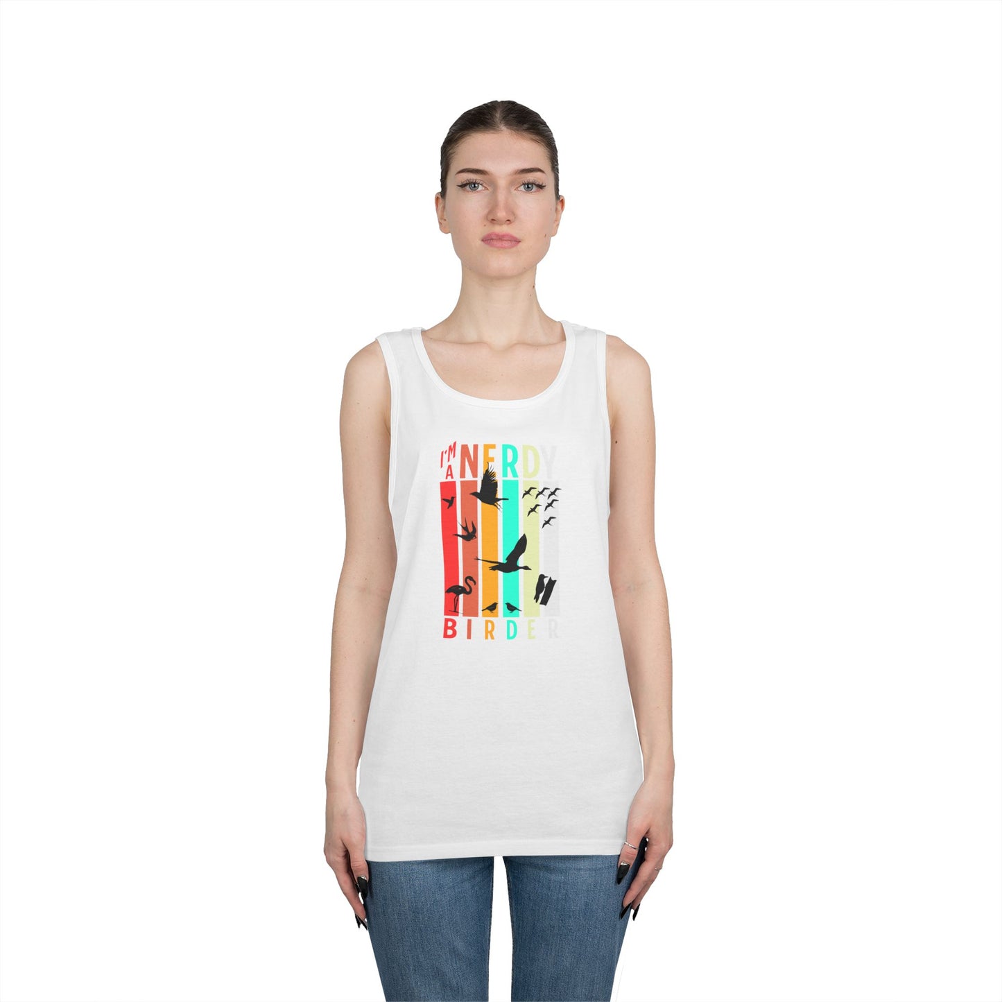 I'm A Nerdy Birder Tank Top, Gift for Bird Lovers, Unisex Summer Wear, Nature Lover's Apparel, Fun Casual Tank