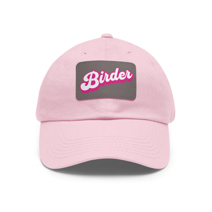 The Nerdy Birder - Birder Hat with Leather Patch for Inspired by childhood memories of playful glamour, Stylish Outdoor Cap, Gift for Bird Watching Enthusiasts, Casual Fashion Accessory