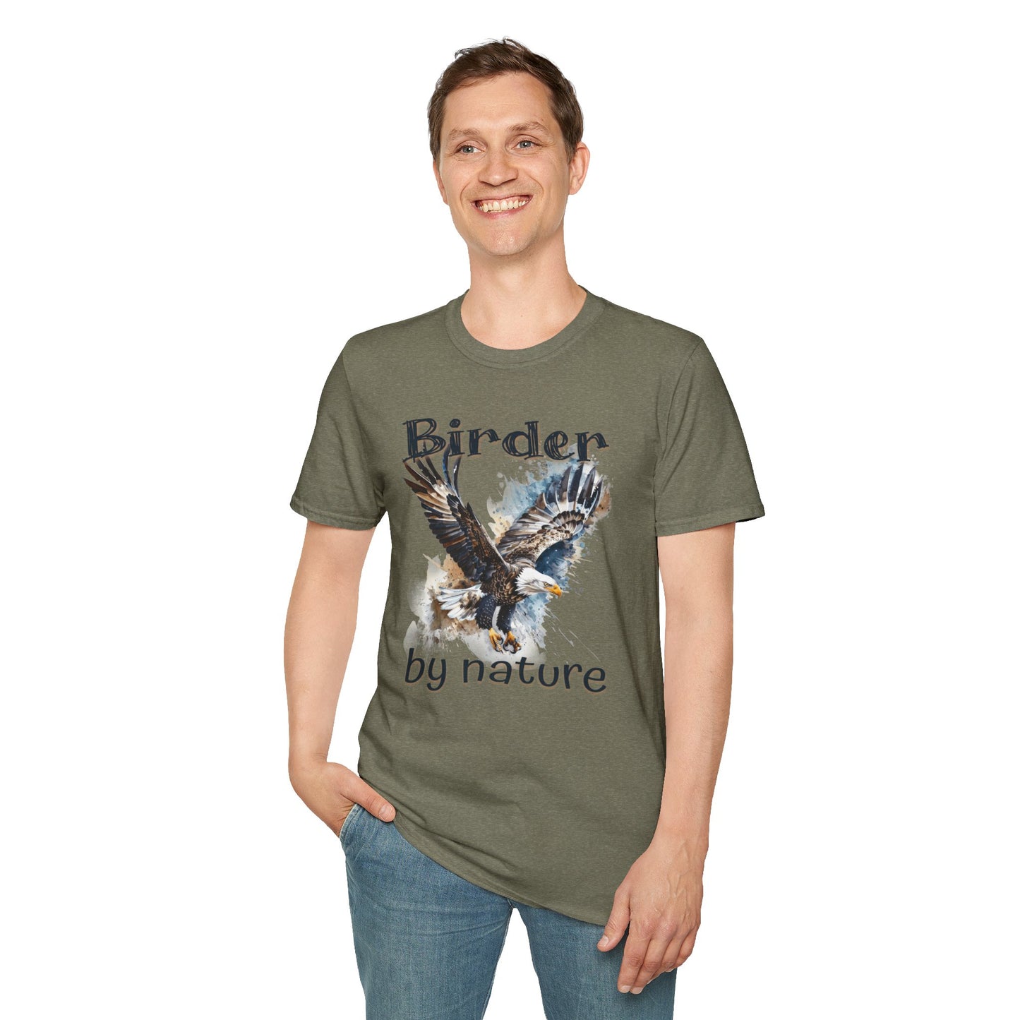Eagle Birder By Nature Birdwatching Enthusiast Unisex Softstyle T-Shirt