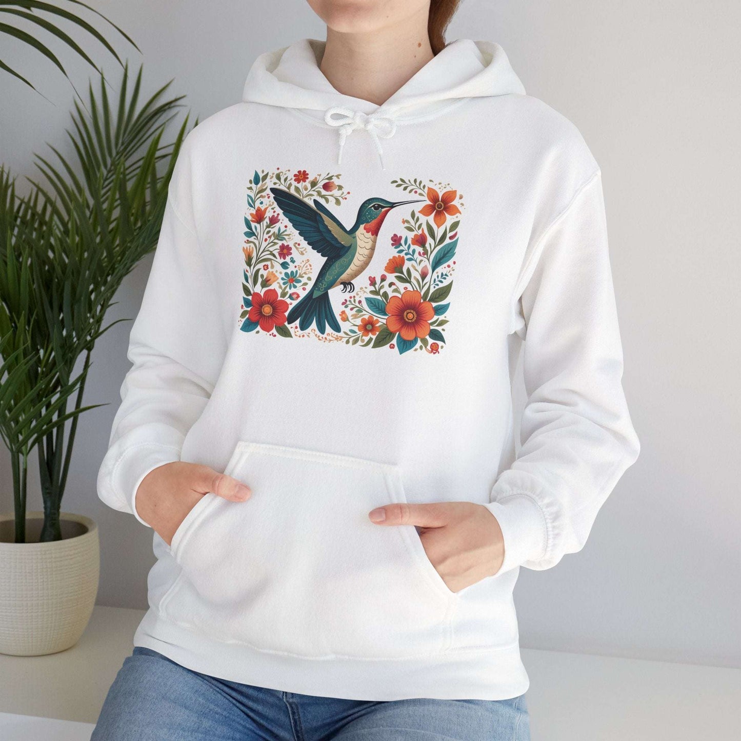 Hummingbird In Bloom Hoodie - Cozy Sweatshirt for Nature Lovers