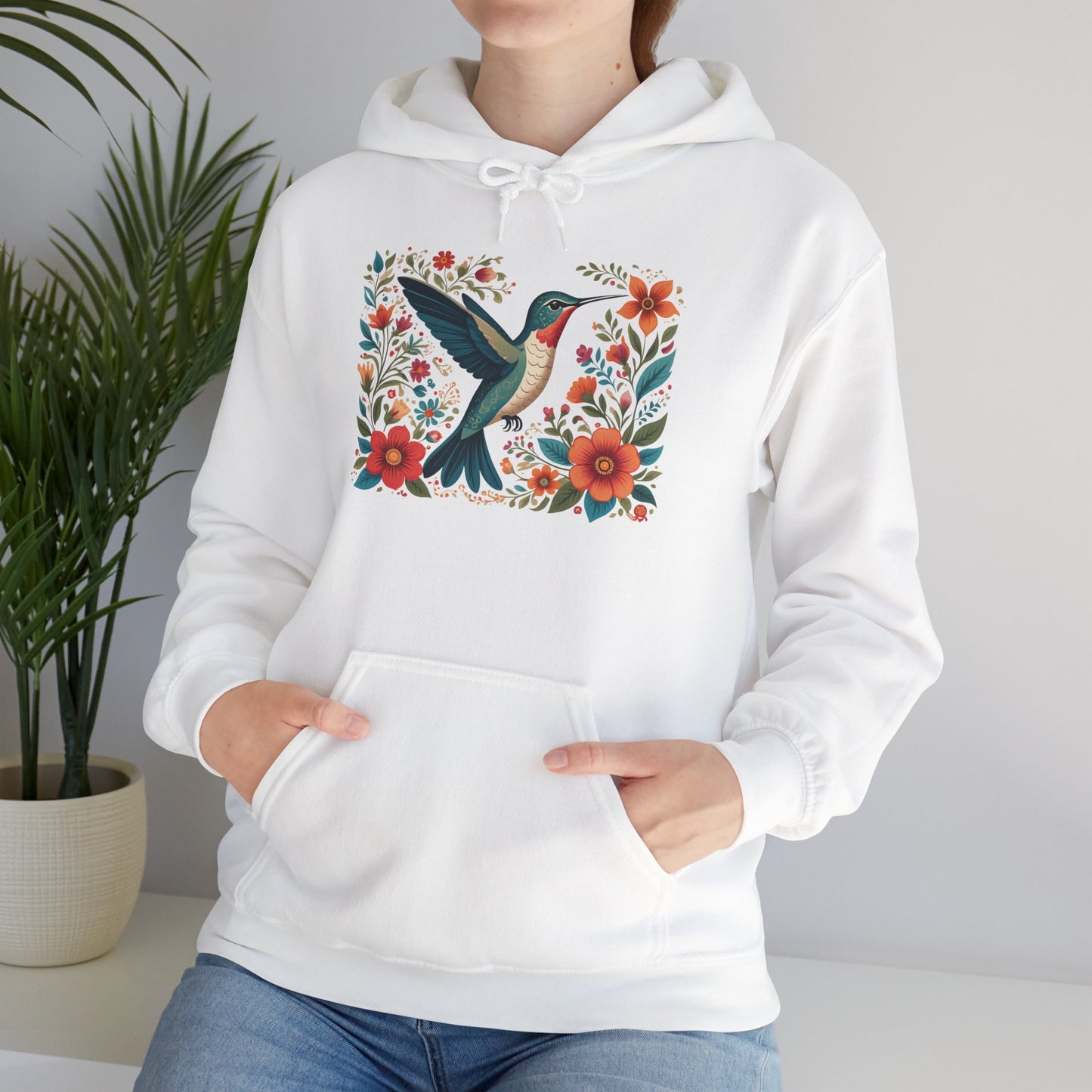Hummingbird In Bloom Hoodie - Cozy Sweatshirt for Nature Lovers