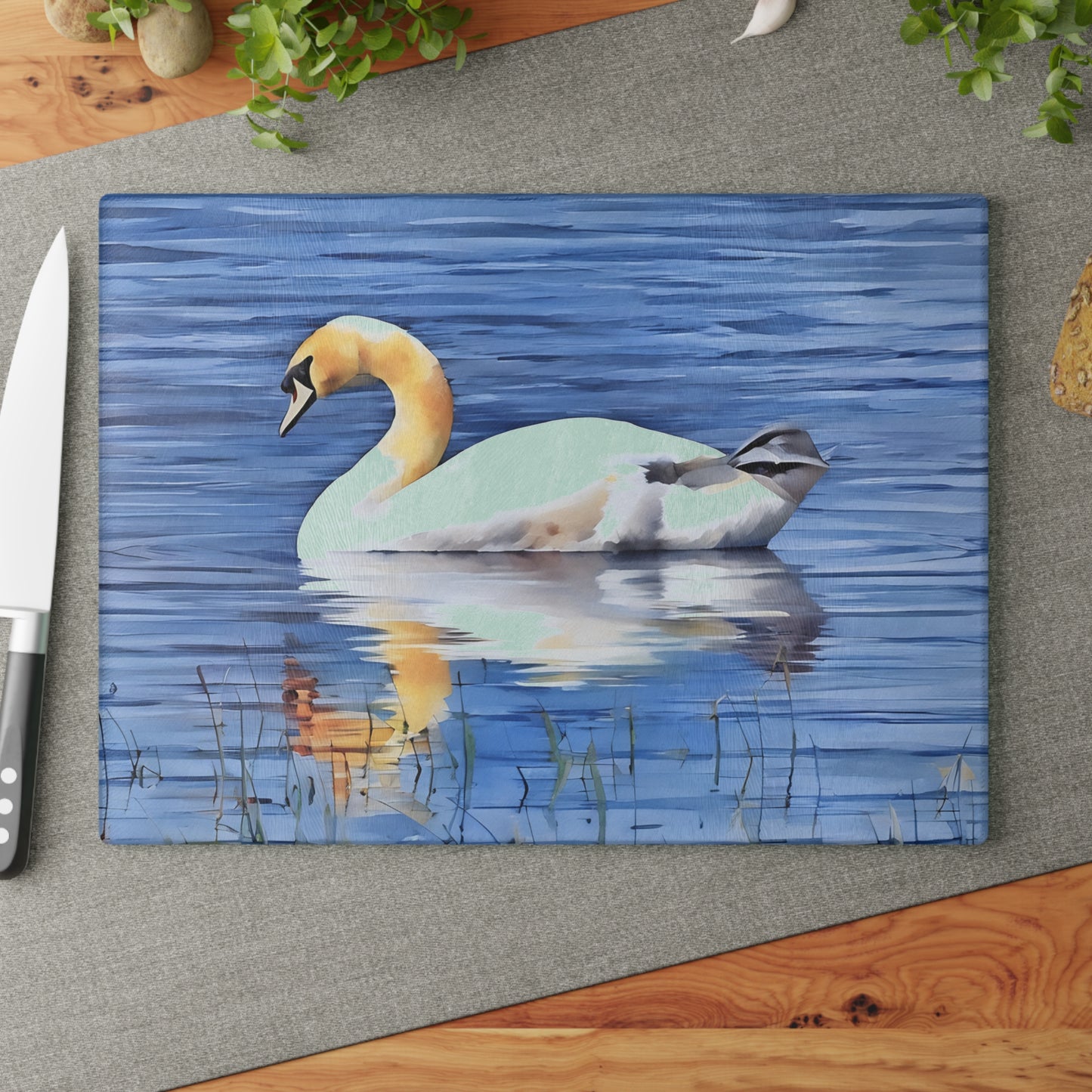 The Nerdy Birder - Irish Swan Glass Cutting Board | Kitchen Décor, Bird Lovers Gift, Beach House Accessory