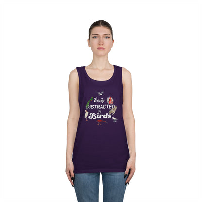 The Nerdy Birder Easily Distracted By Birds Tank Top, Gift for Bird Lovers, Unisex Summer Wear, Nature Lover's Apparel, Fun Casual Tank