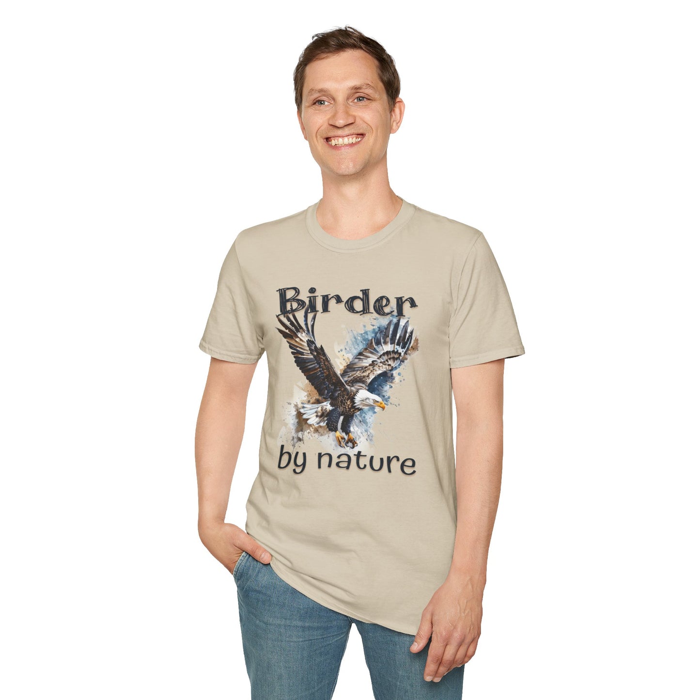 Eagle Birder By Nature Birdwatching Enthusiast Unisex Softstyle T-Shirt