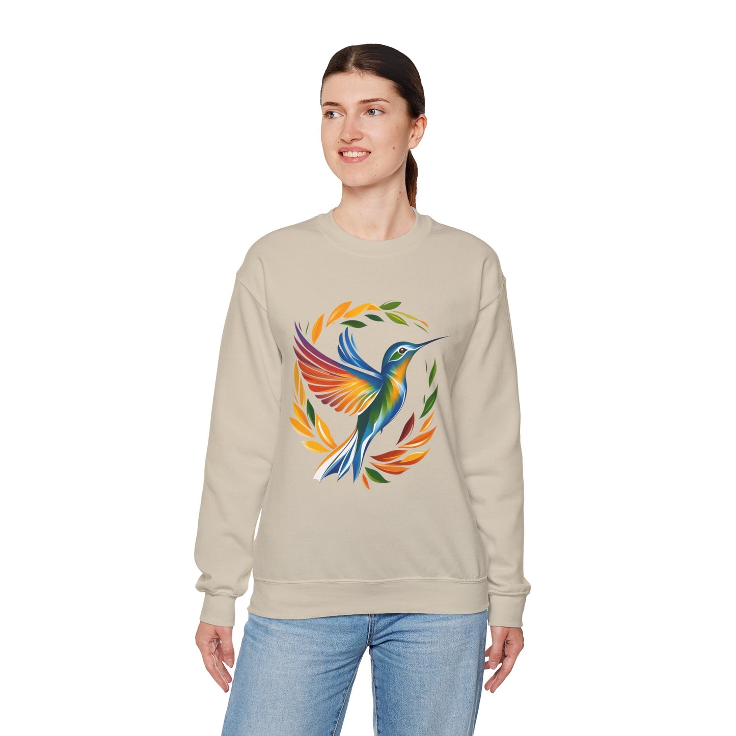 Hummingbird Rainbow Graphic Unisex Crewneck Sweatshirt