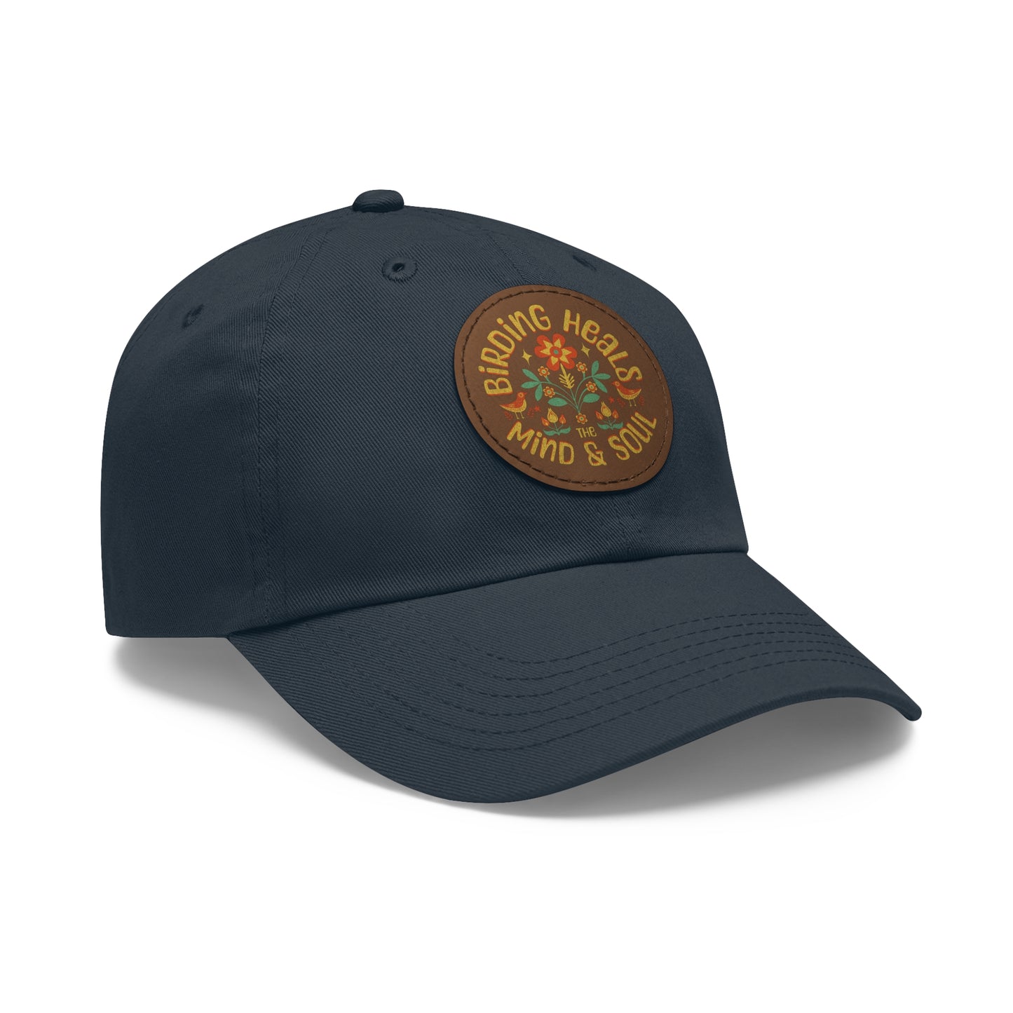 The Nerdy Birder - "Birding Heals the Mind and Soul" Dad Hat, Leather Patch Cap, Perfect Gift for Dads, Nature Lovers, Casual Style Cap, Summer Accessories