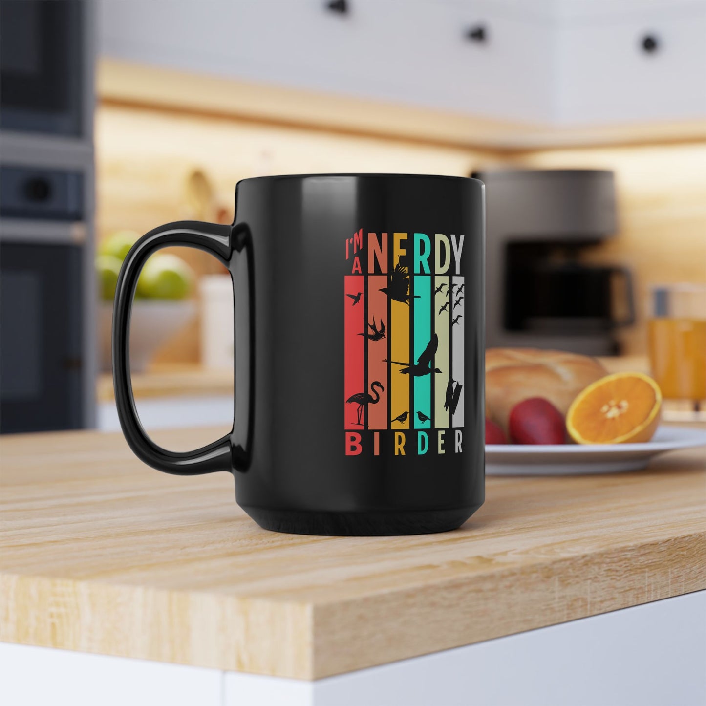 I'm A Nerdy Birder Stylish Glossy Ceramic Black Mug  11oz and 15oz