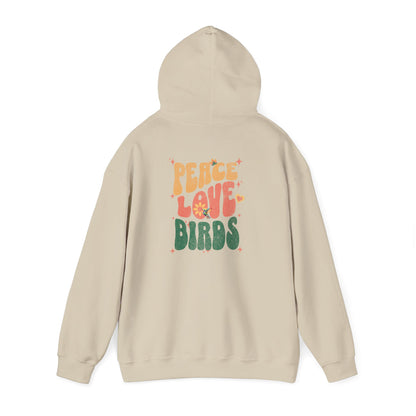 Peace Love Birds Unisex Hoodie Back Design - Cozy Sweatshirt for Nature Lovers