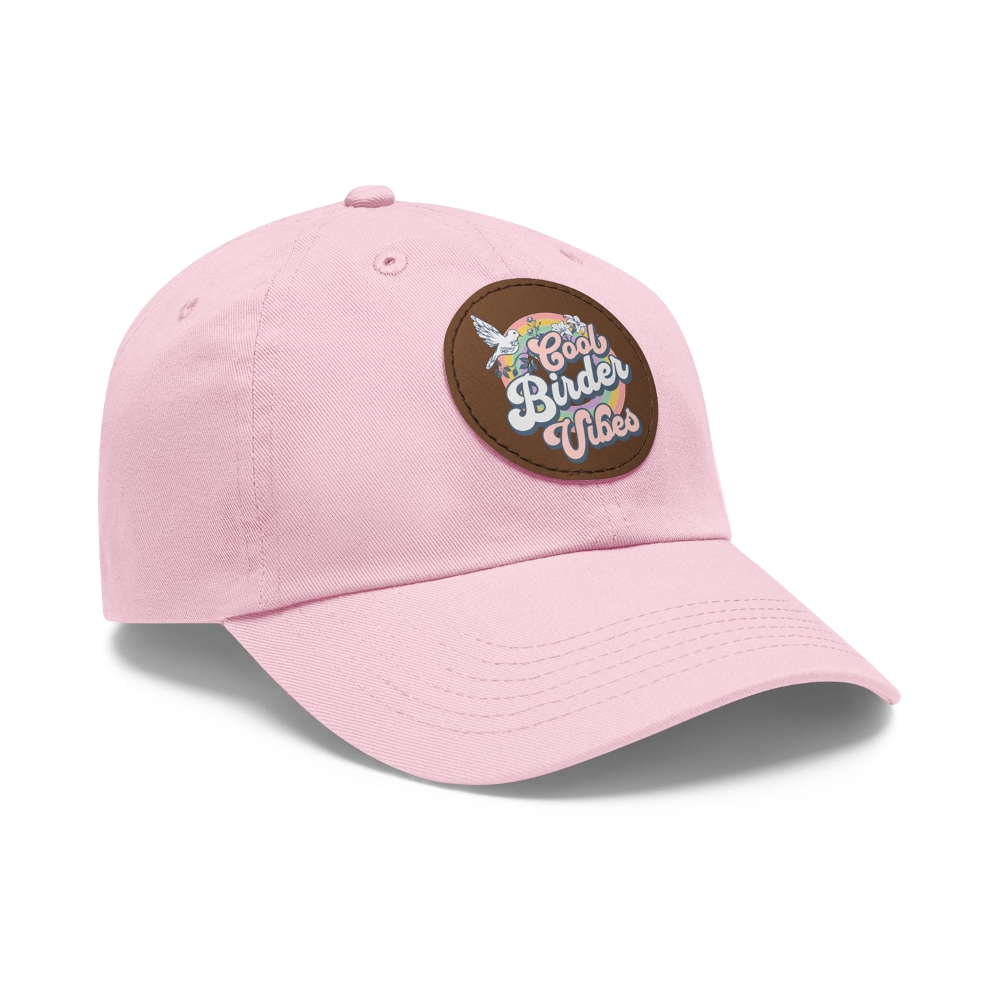 The Nerdy Birder - "Cool Birder Vibes" Dad Hat, Leather Patch Cap, Perfect Gift for Dads, Nature Lovers, Casual Style Cap, Summer Accessories