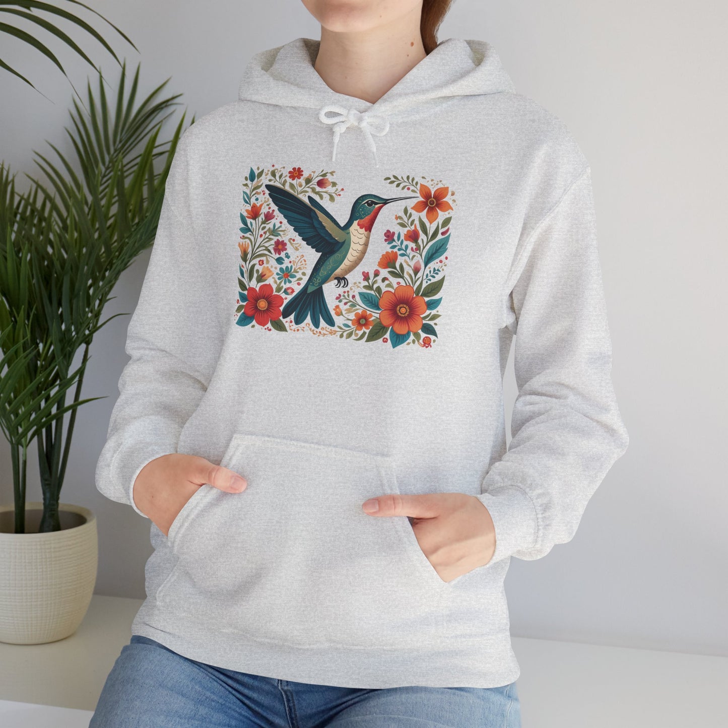 Hummingbird In Bloom Hoodie - Cozy Sweatshirt for Nature Lovers