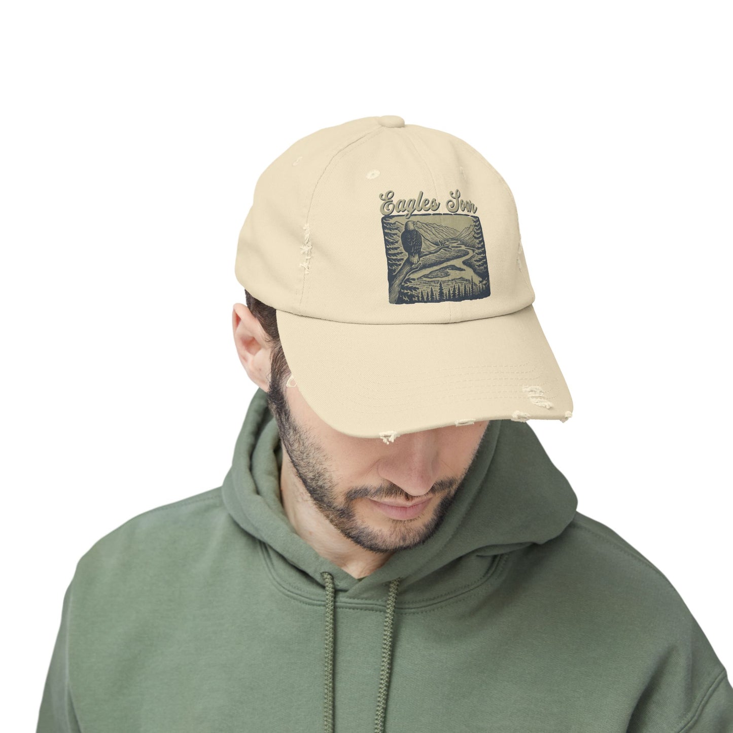 Eagles Soar Distressed Cap, Casual Hat for Bird Lovers, Unique Gift for Nature Enthusiasts, Trendy Apparel for Outdoor Adventures