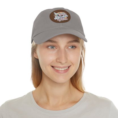 The Nerdy Birder - "Cool Birder Vibes" Dad Hat, Leather Patch Cap, Perfect Gift for Dads, Nature Lovers, Casual Style Cap, Summer Accessories