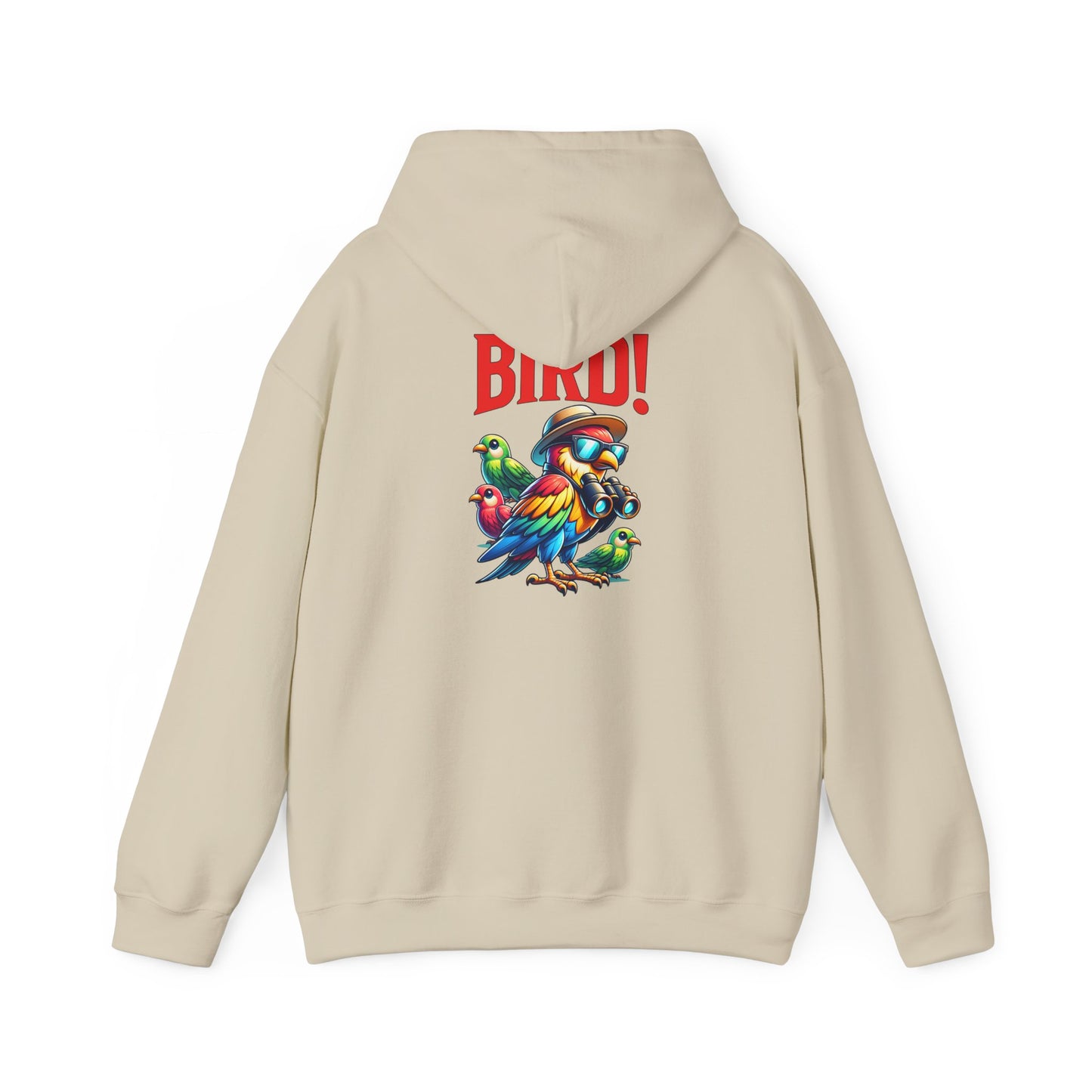 The Nerdy Birder - "Bird!" Back Design Unisex Hoodie - Cozy Sweatshirt for Nature Lovers