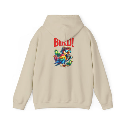 The Nerdy Birder - "Bird!" Back Design Unisex Hoodie - Cozy Sweatshirt for Nature Lovers
