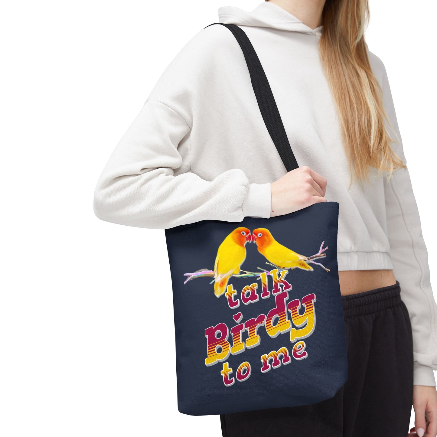 The Nerdy Birder Cute "Talk Birdy To Me" Tote Bag