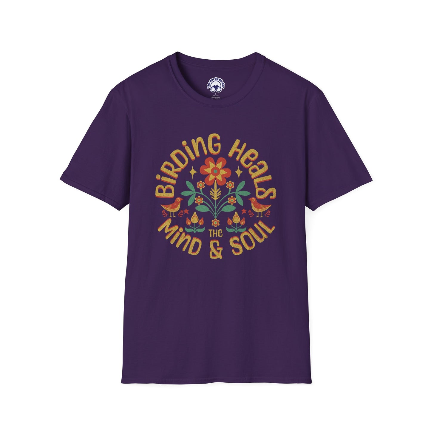 Birding Heals the Mind & Soul – Bird Lover Folk Art T-Shirt