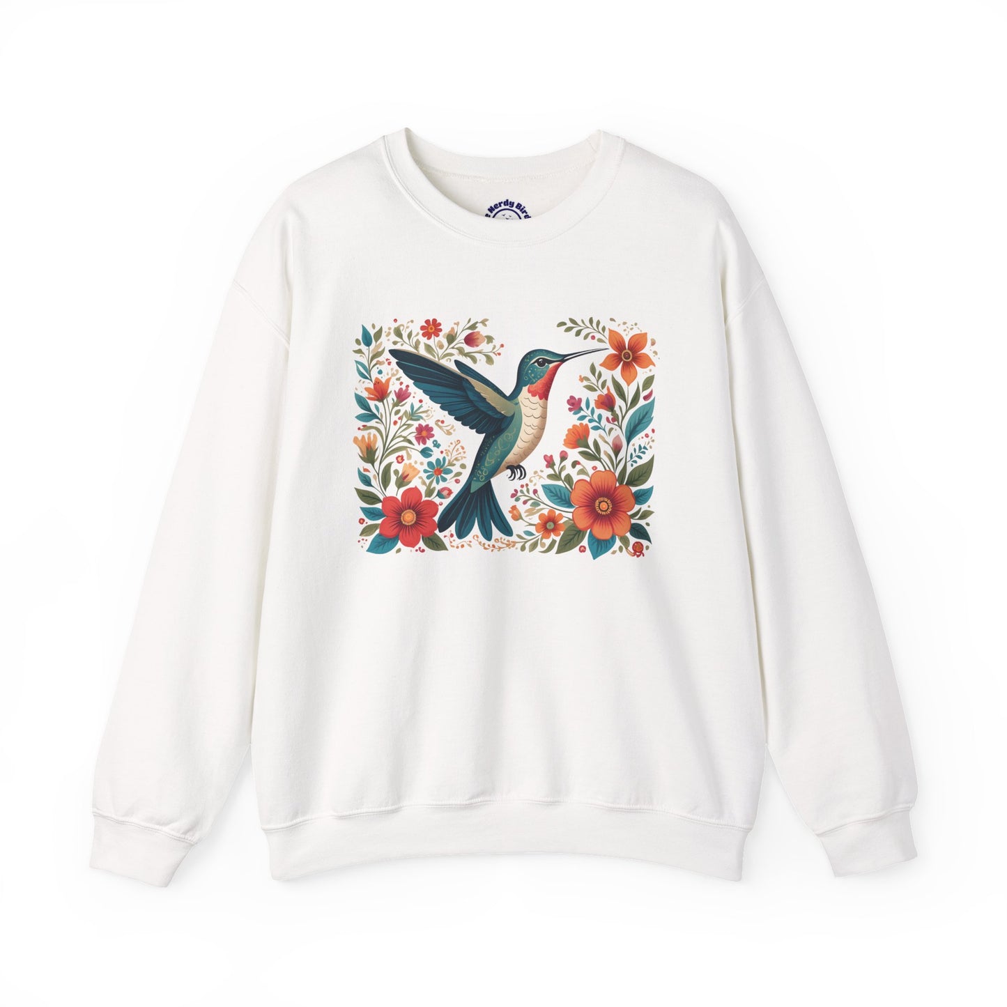 Hummingbird In Bloom Graphic Unisex Crewneck Sweatshirt