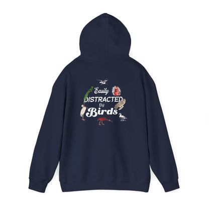 The Nerdy Birder - Easily Distracted by Birds Back Design Unisex Hoodie - Cozy Sweatshirt for Nature Lovers