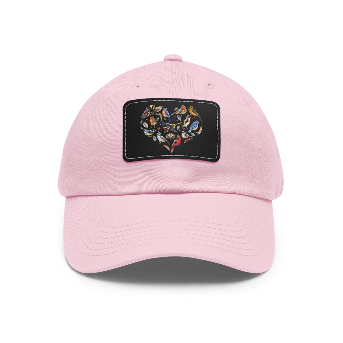 Bird Heart Hat with Leather Patch, Casual Cap for Bird Lovers