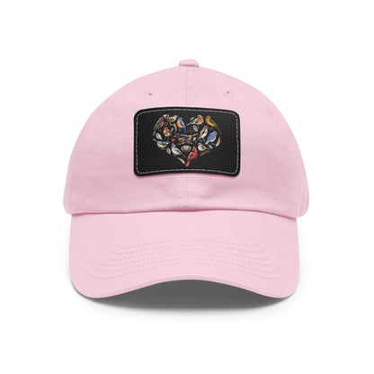 Bird Heart Hat with Leather Patch, Casual Cap for Bird Lovers
