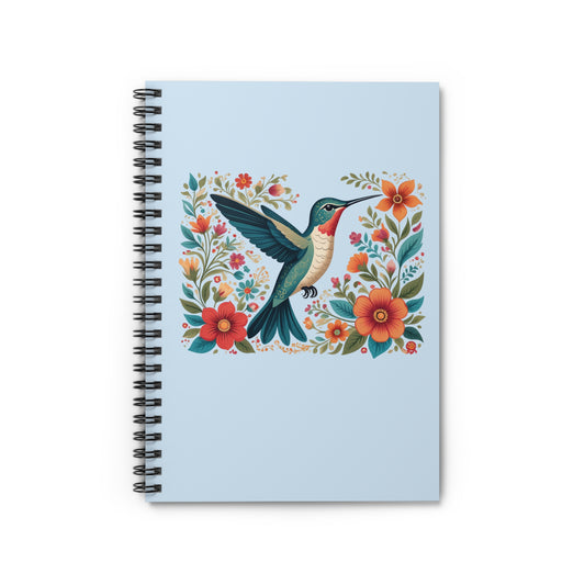 Hummingbird In Bloom Spiral Notebook Blue
