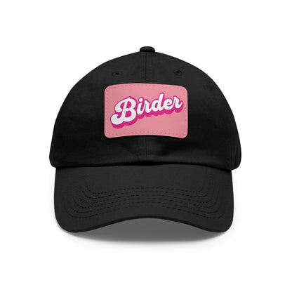 The Nerdy Birder - Birder Hat with Leather Patch for Inspired by childhood memories of playful glamour, Stylish Outdoor Cap, Gift for Bird Watching Enthusiasts, Casual Fashion Accessory