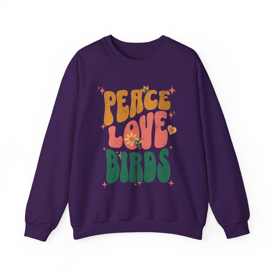 Peace Love Birds Crewneck Sweatshirt - Unisex Cozy Fashion for Nature Lovers