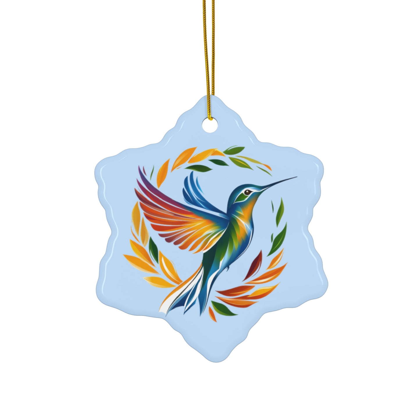 Hummingbird Rainbow Ceramic Ornament —  2 Shape Options